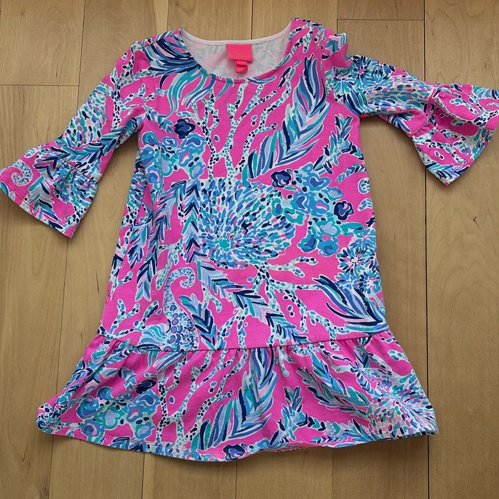 Lilly Pulitzer Girl’s dress. 3/4 ruffle sleeves, size medium (6/7)